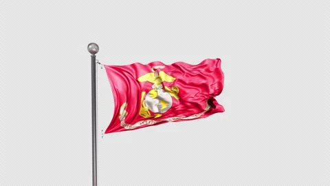 USA Marine Flag  Animation Loop Include Alpha 3D Rendering Video stock 312115242