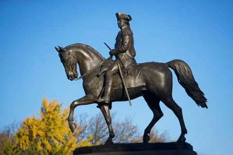 USA, Massachusetts, Boston, George Washington statue in Public Garden Stock Photos