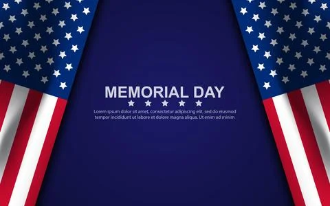 USA Memorial Day vector banner. Remember and honor text with stars and usa .. Stock Illustration