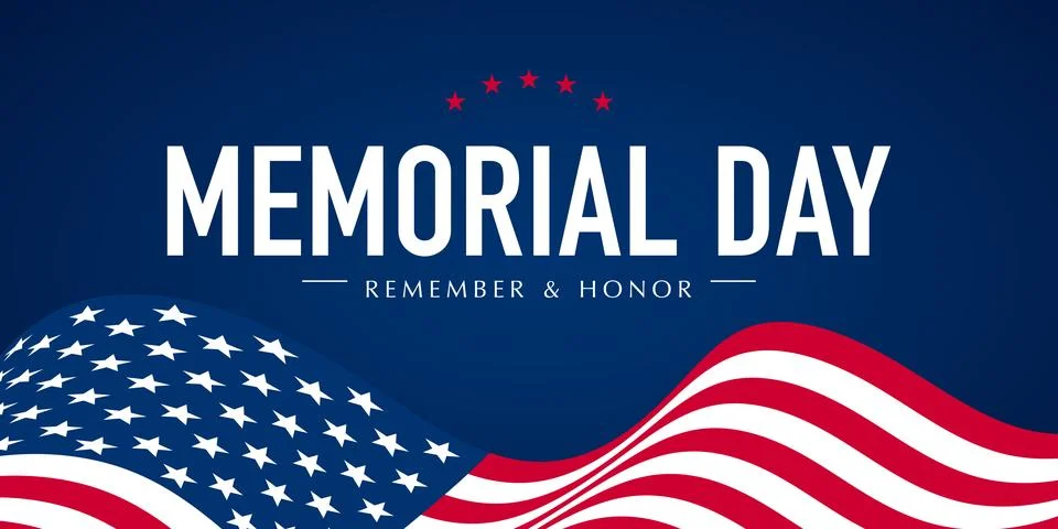 USA Memorial Day vector design, American flag banner, border Stock Illustration