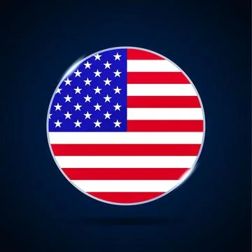 Usa national flag Circle button Icon. Simple flag, official colors and propor Stock Illustration