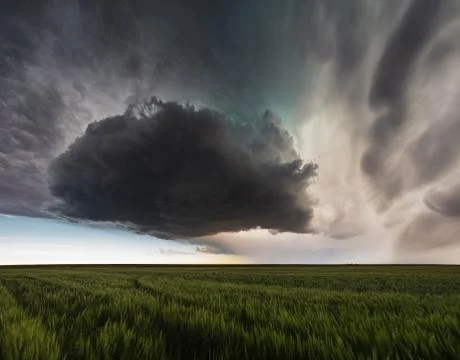 USA, Nebraska, View of supercell cloud over field Stock Photos