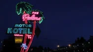 Usa Neon Sign Palms Motel Stock Footage