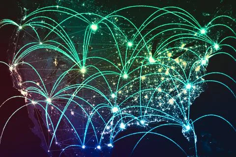 USA network connection covering the nation with lines of innovative perception Stock Illustration