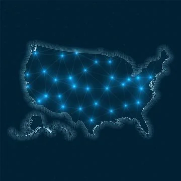 USA network map. Abstract geometric map of the country. Digital connections.. Fotos de archivo