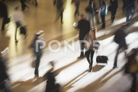 USA, New York City, commuters in motion Stock Photos