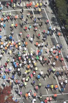 USA, New York City, New York City Marathon as seen from above Stock Photos