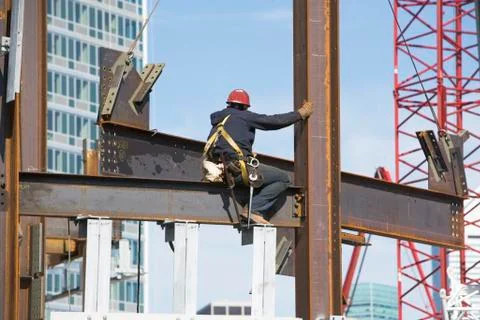 USA, New York, Long Island, New York City, Male worker on construction site Stock Photos