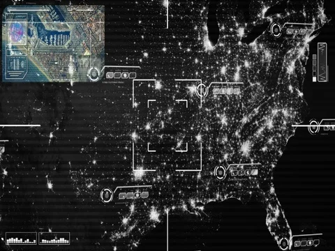 USA   Night   Map   High Tech   Scanning   grey   SD Stock Footage 71698641