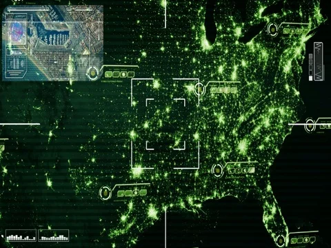 USA   Night   Map   High Tech   Scanning   green   SD Stock Footage 71698704