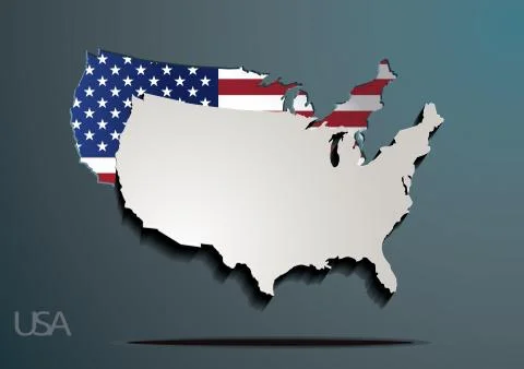 USA paper map / card Stock Illustration
