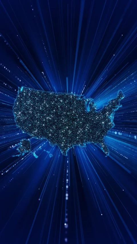 USA Particle Data Map with High Speed Digital Network Stock Footage 342615450