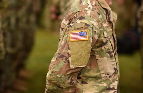 USA patch flag on army uniform. US troops Stock-Fotos