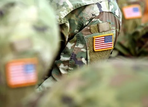 USA patch flag on army uniform. US troops Foto stock