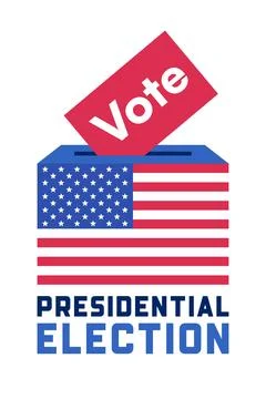 USA Pattern Ballot Box with Red Vote Ballot Stock Illustration