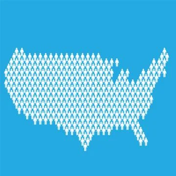 USA population. Statistic map made from stick figure people Illustrazione stock