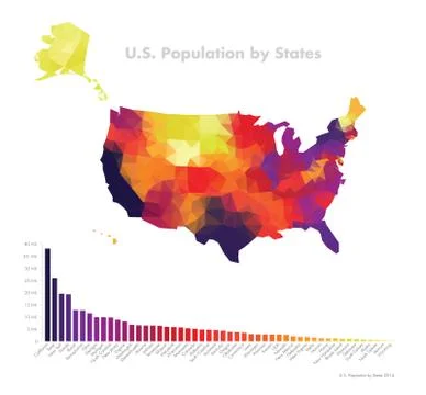 USA population vector map polygon 2014 Stock Illustration
