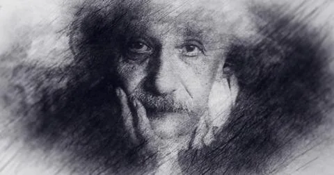 USA. Portrait Drawing. Albert Einstein, Theoretical Physicist. Stock Illustration