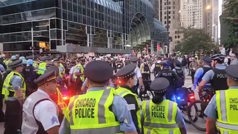 USA: Pro-Palestine Protesters Clash With Police Outside Chicago Israeli Cons... Vídeo Stock 282371562