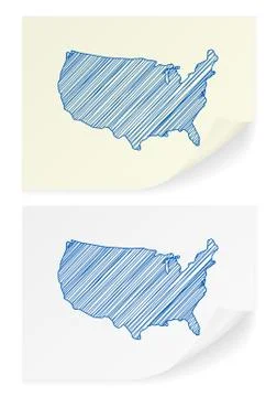 USA scribble map 스톡 일러스트