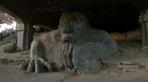 USA Seattle VW statue under bridge Stock Footage 11235273
