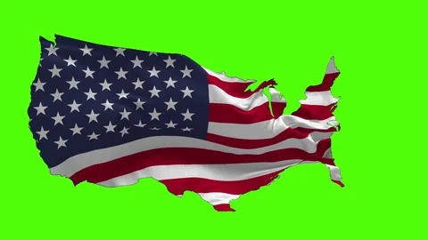 USA Shape Flag Blowing in the Wind Видео 76549619