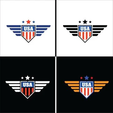 USA shield emblem with wings. Stock Illustration