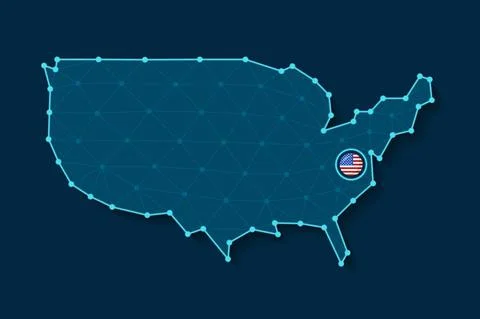 USA simplified vector map in a digital blue design Stock Illustration