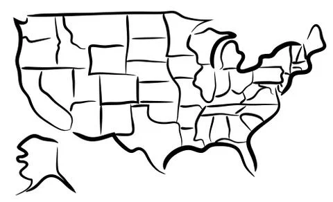 Usa sketch map Stock Illustration