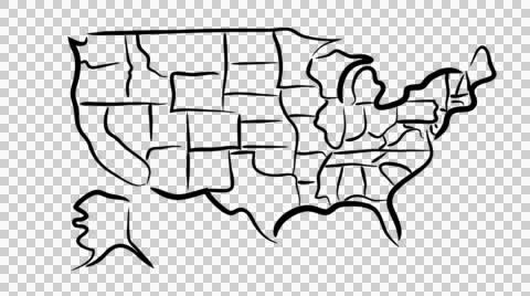 USA sketch map wiggling Stock Footage 49225166
