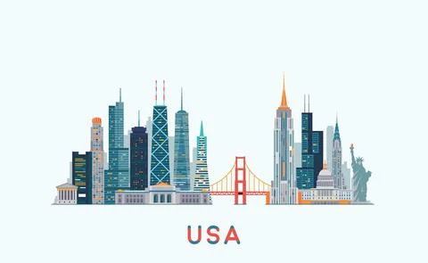 USA skyline Stock Illustration