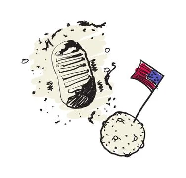 USA space program hand drawn icon Illustrazione stock