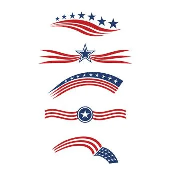 USA star flag logo stripes design elements vector icons イラスト素材