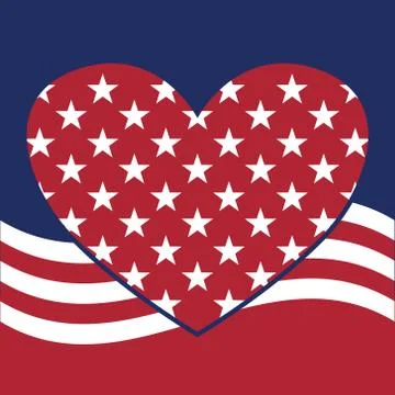 USA star pattern, background with heart in vector format. Stock Illustration