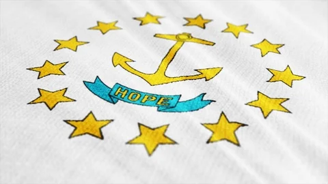 USA State Rhode Island flag is waving 3D rendering. Stock Footage 121161066