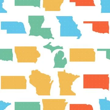 USA States Maps Dither Seamless Pattern. Vector seamless dithering pixel st.. Stock Illustration