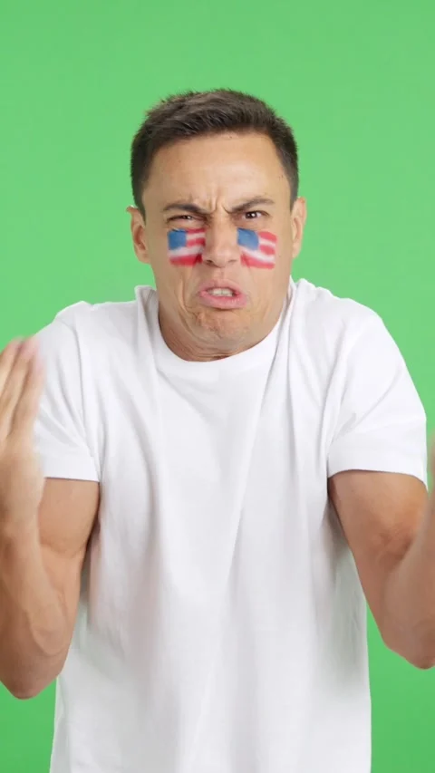 USA supporter angry with the decision of the referee Stock Footage 267576298