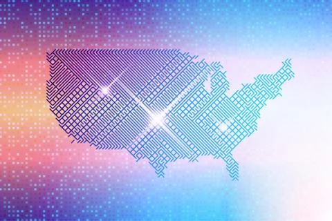 USA technology map. Flat Vector illustration EPS10 Illustrazione stock