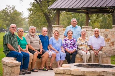 USA, Texas, Group foto of senior citizens at reunion meeting Stock Photos