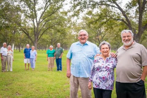 USA, Texas, Group  of senior citizens in park Stock Photos