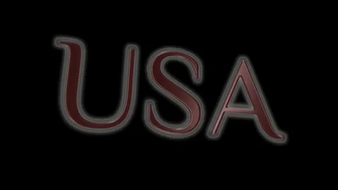 USA Text Animation with Red Glow on Black Video stock 331736682