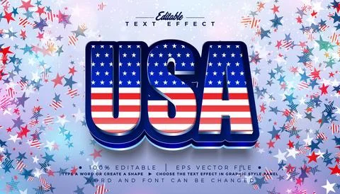 USA Text Effect Design Editable Vector Graphic Style with United States of Am Illustrazione stock