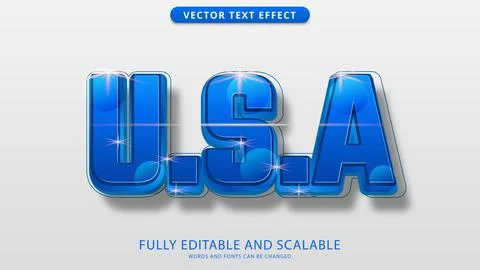 Usa text effect editable eps file Stock Illustration