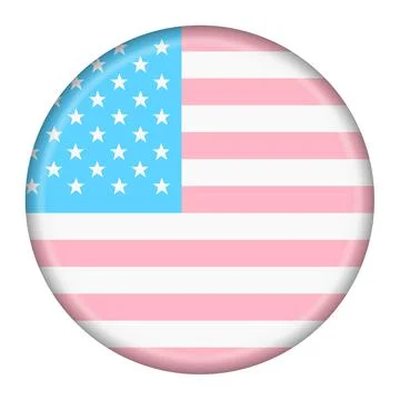USA trans gender flag button on white with clipping path 3d illustration Stock Illustration