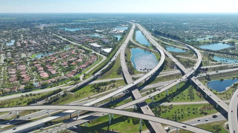 USA transportation infrastructure concept. View from above of american big Stock Footage 247474618