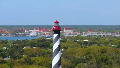 USA travel destination. St. Augustine historical lighthouse. National historic Stock Footage 314794007