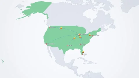 USA Trucking Distribution Network on Light Map Stock Footage 341360792