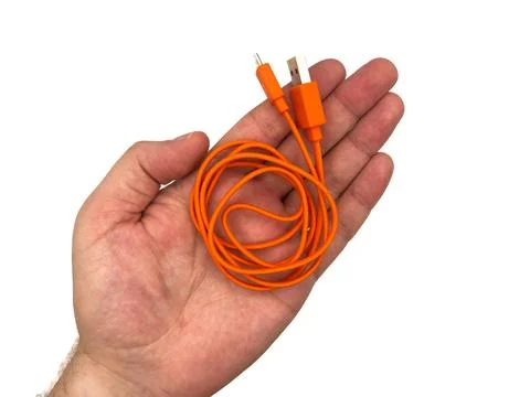USA type C, USB type A, micro usb, chargers, type c, white usb, orange usb. A Foto stock