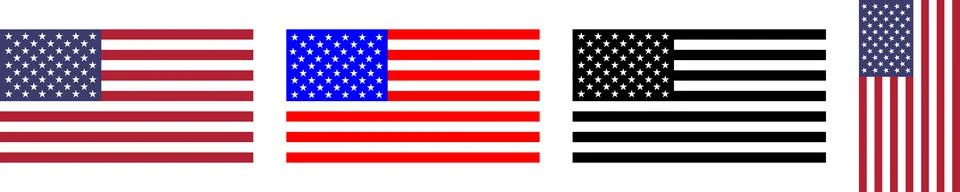 USA United States America national flag set black american us 4th july isolated Stock Illustration