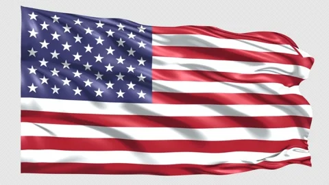 USA United States Flag Loop 4K UHD 3840 x 2160 with alpha channel Stock Footage 221206755